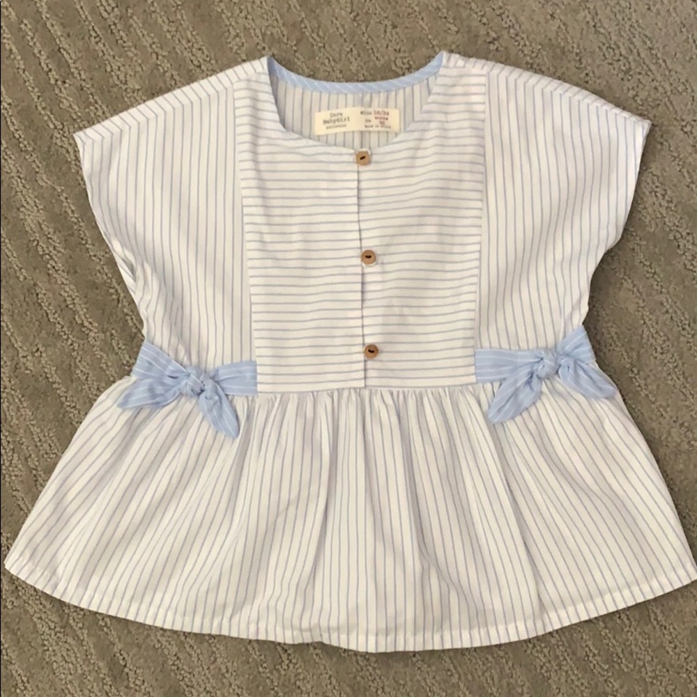 Zara baby girl blue & white top 18/24m